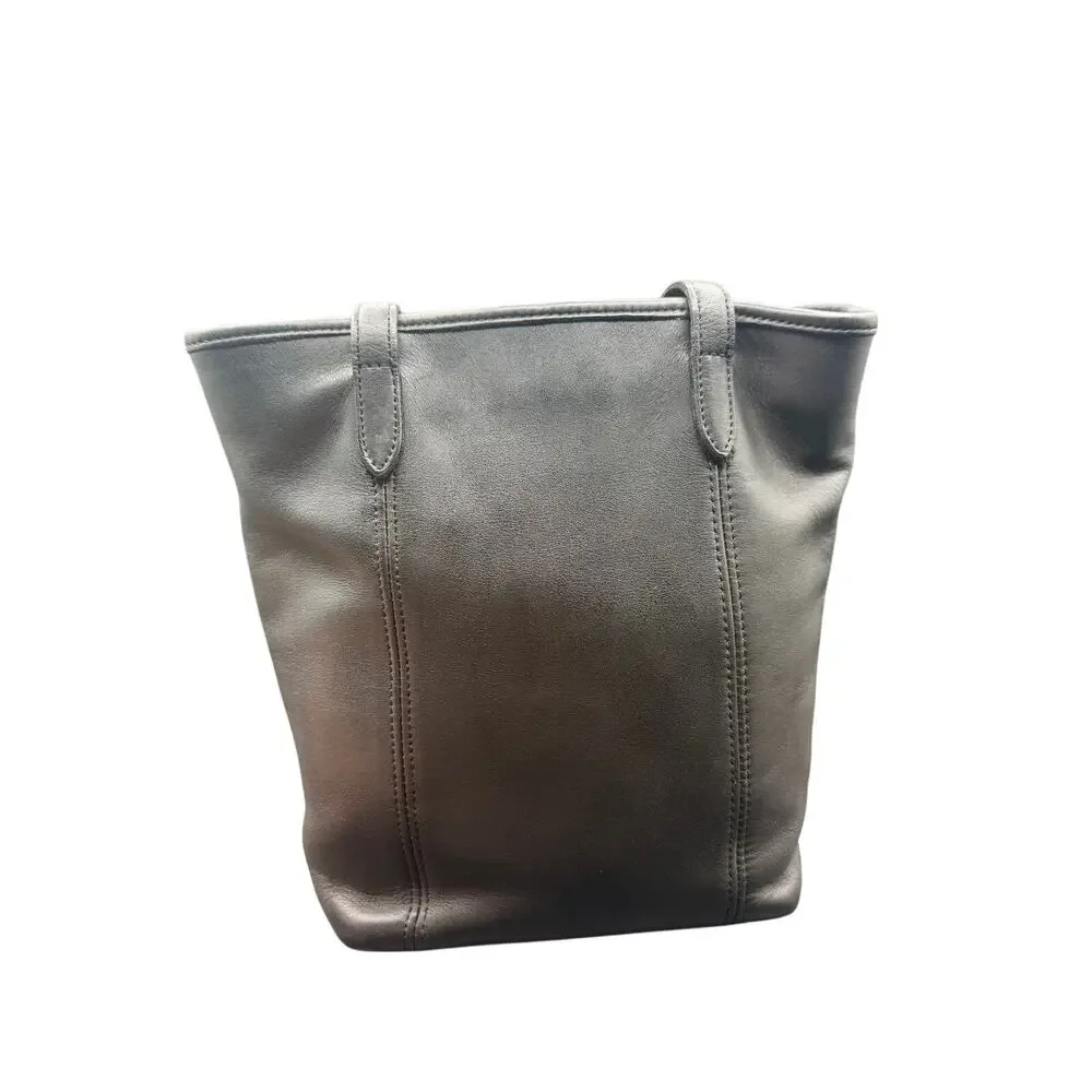 Vintage Coach Black Leather Lunch Tote Small Shoulder Bag Mexico 9077